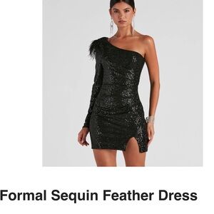 Elegant Black Sequin One-Shoulder Dress